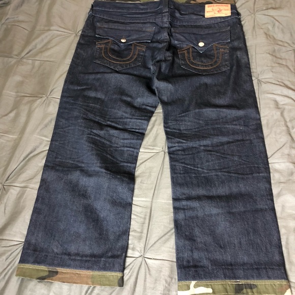 Blue denim true religion jeans military Trim - Picture 2 of 2